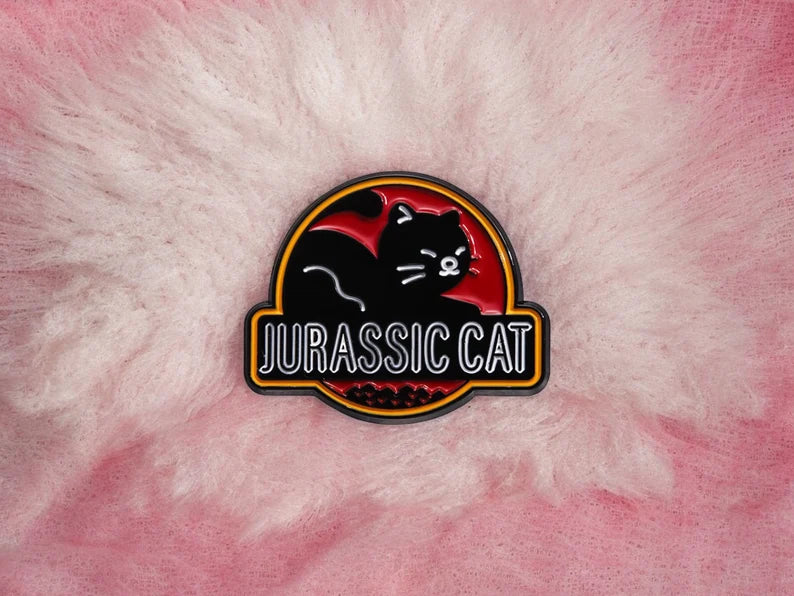 Pin's Broche Email | Bande dessinée Chat Humour | Parodie | JurrassicCat CatZilla Meowcula | Kawaii | Mignon