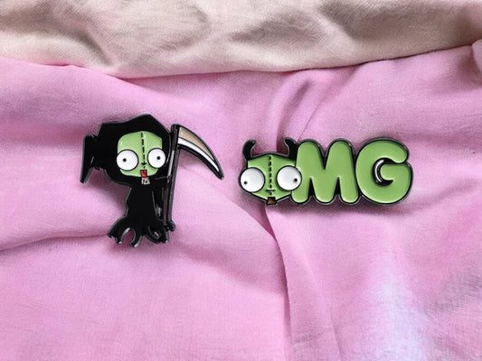 Pin's Broche Email | Mignon Extraterrestre Faucheuse OMG | Kawaii | Fun Humour