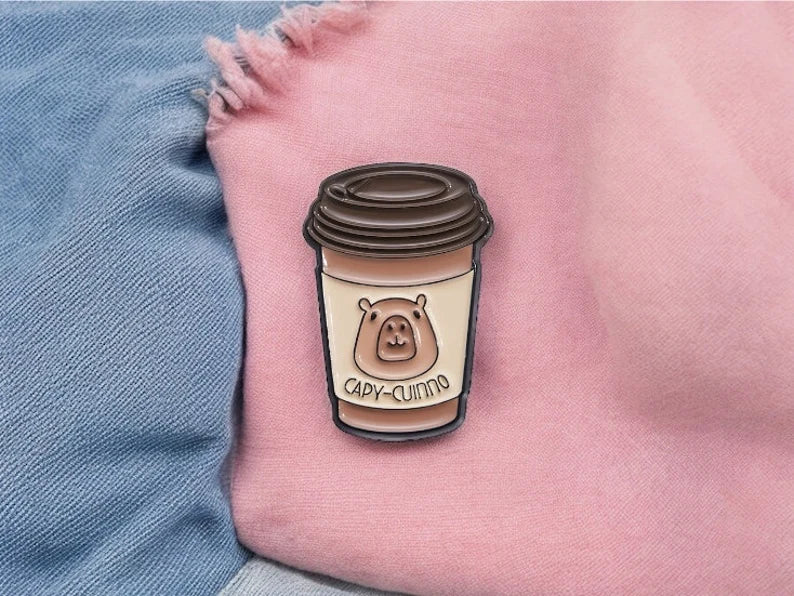 Pin's Broche Email | Thermos de Café | CaPPYccino | Capuccino | Mignon | Kawaii | Fun | Humour Cappy