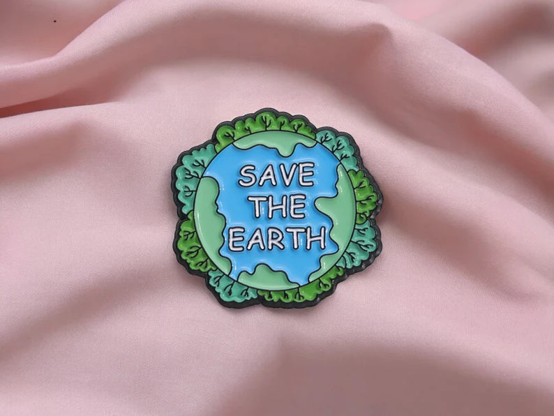 Pin's Broche Email | Save the Earth | Sauver Planète | Deforestation | Kawaii | Fun | Humour