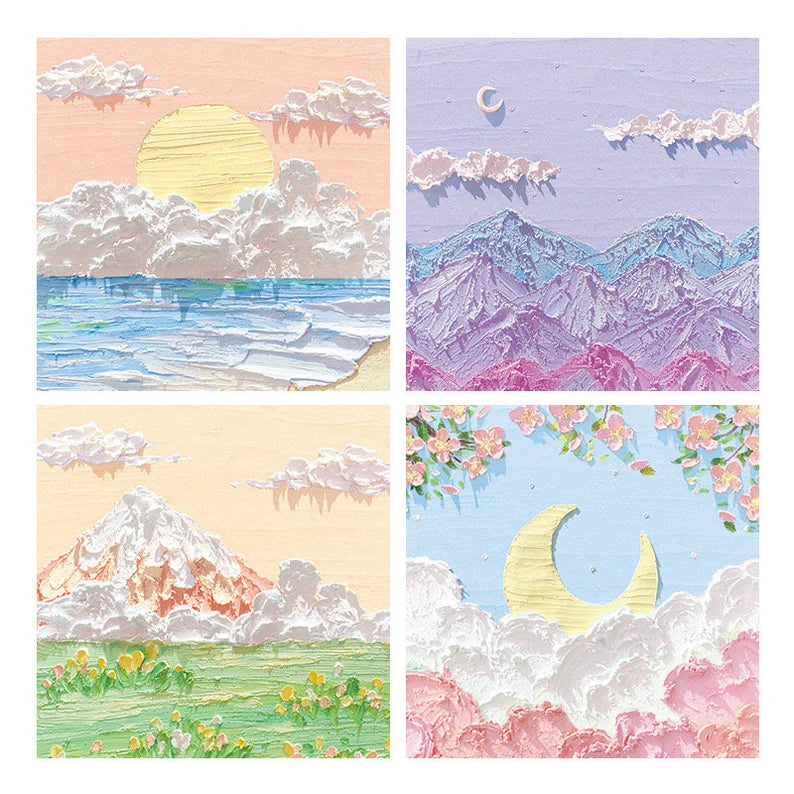 Autocollant de Note de Message | Imitation Peinture Paysage Coloré | Papeterie | Style Kawaii | Accessoires | Post It | Mignon