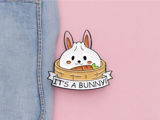 Email Brooch Pin | Rabbit Asian Cuisine Kawaii | Steam | Kawaii | Fun | Humor