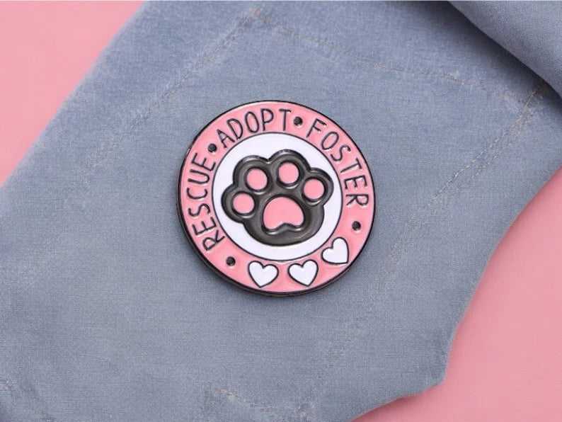 Pin's Broche Email | Badge Club | Rescue Adopt Foster | Chat Amoureux Pate de Chat | Kawaii