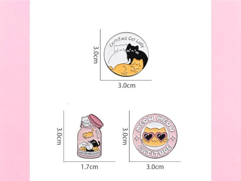 Pin's Broche Email | Bande dessinée Chat Humour | Rose Girly Féminin | Amoureux des Chats | Kawaii | Mignon