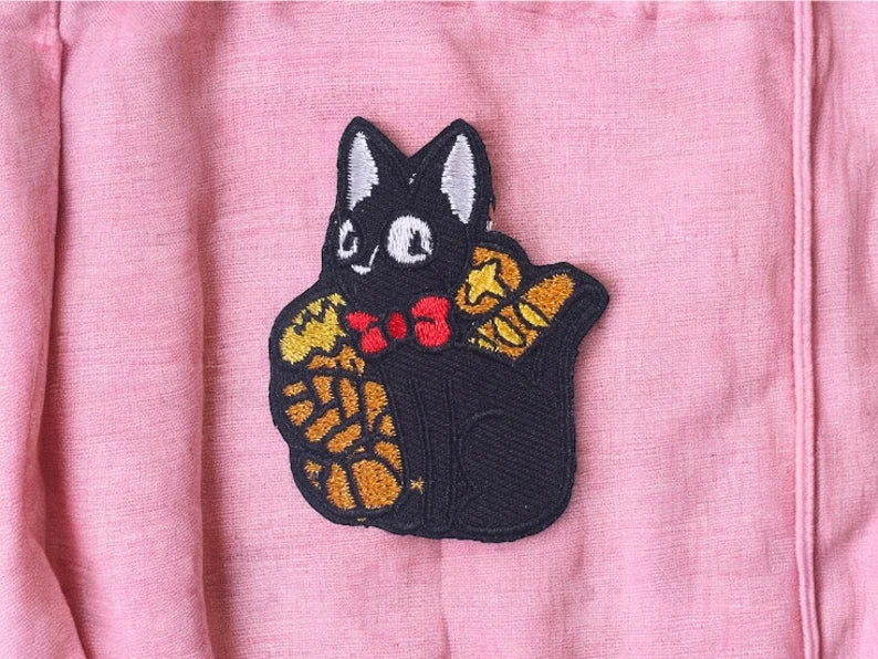 Embroidery Fabric | Kiki The Little Witch Iron-on Patch | Chat Noir Bakery | Jiji | Kawaii | Cute Cartoon