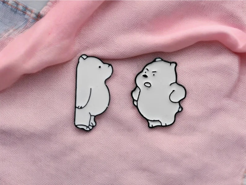 Set of 2 Enamel Brooch Pins | To share | Humor Couple Crisis Argument | BFF or Couple | Kawaii | Cute Angry Bear