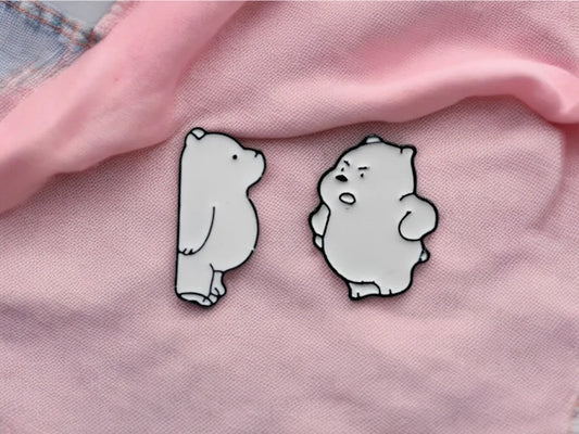 Lot de 2 Pin's Broche Email | A partager | Humour Crise de Couple Dispute | BFF ou Couple | Kawaii | Mignon Ours en Colère