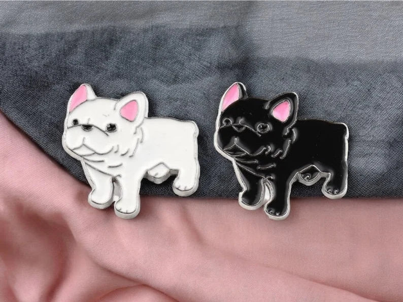 Email Brooch Pin | Black or White Bulldog Dog | Dog Lovers | Kawaii | Fun | Humor