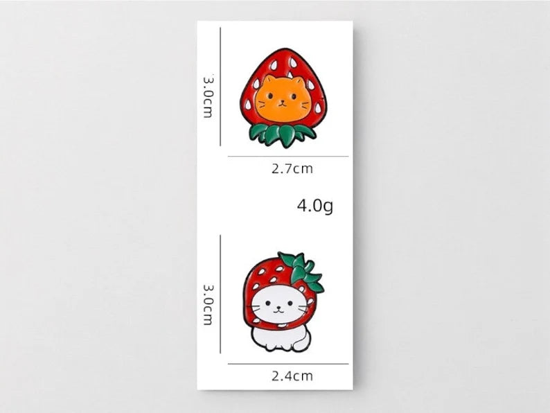 Email Brooch Pin | Cat Fruits | Strawberry | Kawaii | Fun | Humor