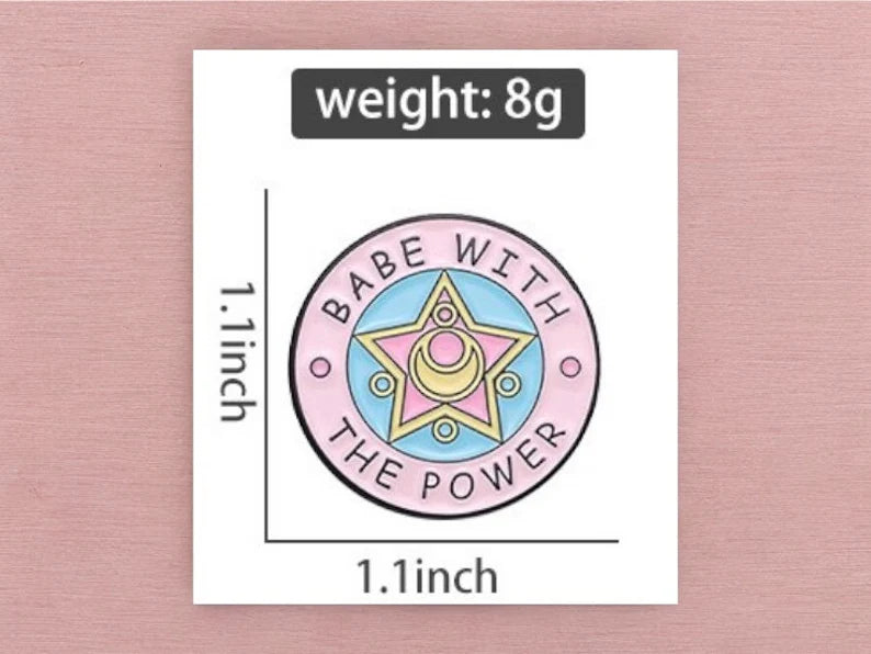 Email Brooch Pin | Babe With the Power | Pink Feminist Badge | Kawaii | Fun | Cute Humor