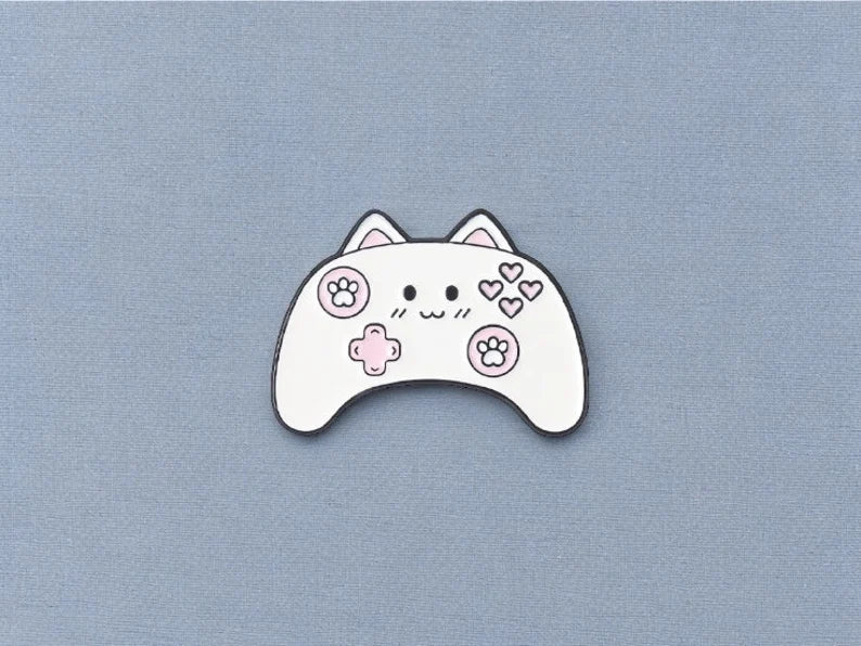 Pin's Broche Email | Chat Manette Console Jeux | Jeux Video | Chat | Kawaii | Fun | Humour