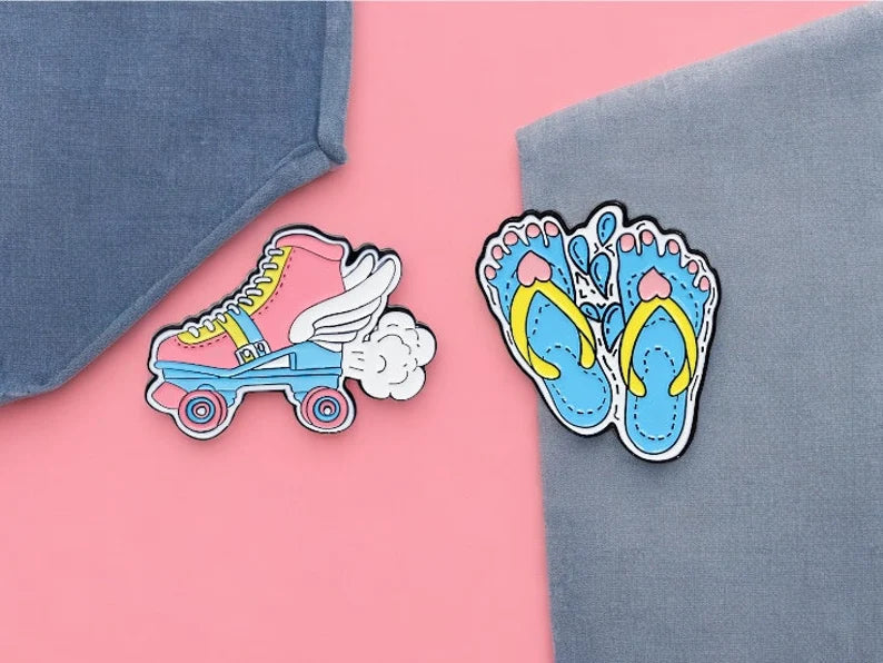 Email Brooch Pin | Flip-flops or Rollerblades | Speed ​​or Rest | Kawaii | Fun | Humor