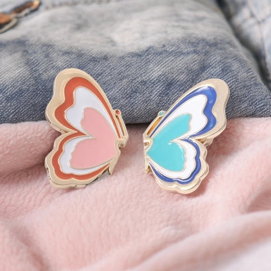 Set of 2 Enamel Brooch Pins | To share | Butterfly cut in 2 | BFF or Couple | Kawaii | Cute Butterfly