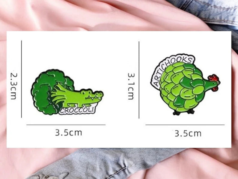 Email Brooch Pin | Artichooks or Croccoli | Chicken Artichoke or Crocodile Broccoli | Kawaii | Fun | Humor