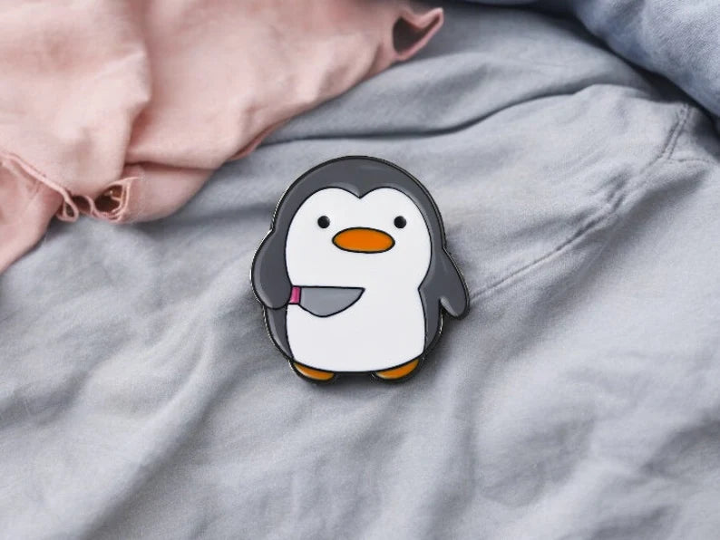 Pin's Broche Email | Poussin ou Pingouin Couteau | Humour | Mignon | Fun | Kawaii