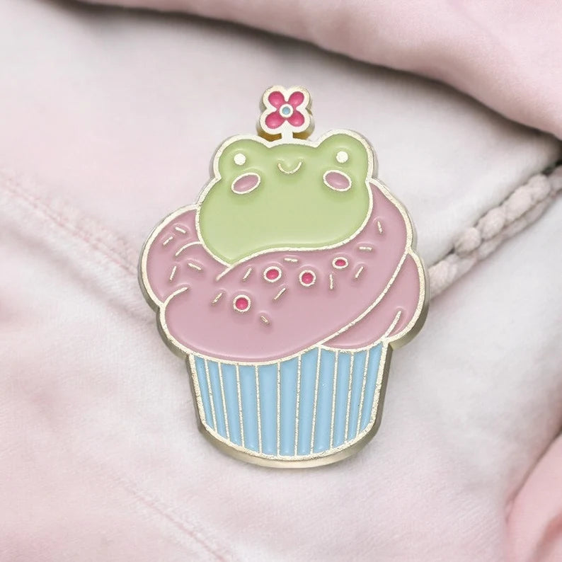 Pin's Broche Email | Grenouille Muffin ou Smootie | Amoureux des Grenouilles | Grenouille | Kawaii | Fun | Humour