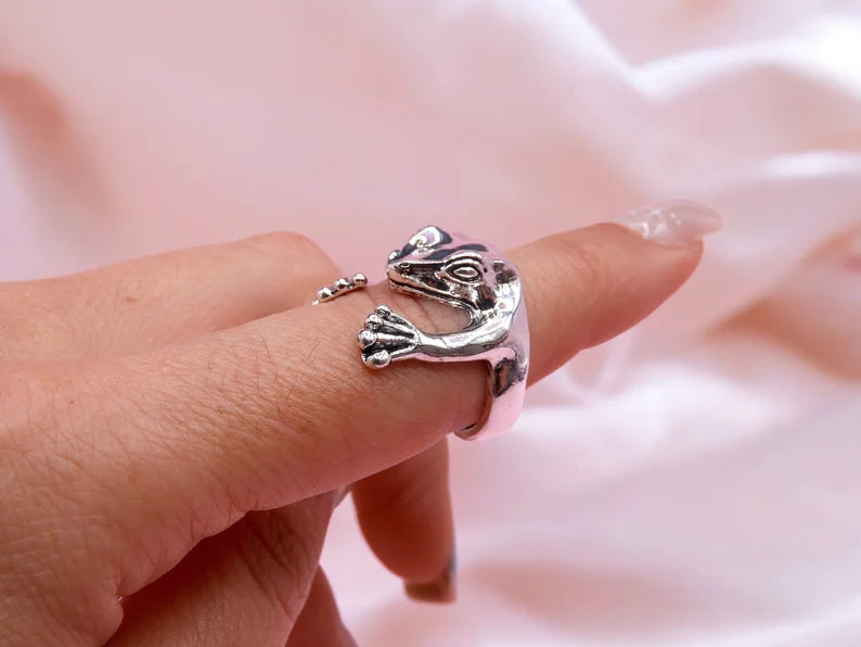 Bague Anneau Bijoux Réglable | Grenouille | Bijou Fantaisie | Argenté | Kawaii | Mignon