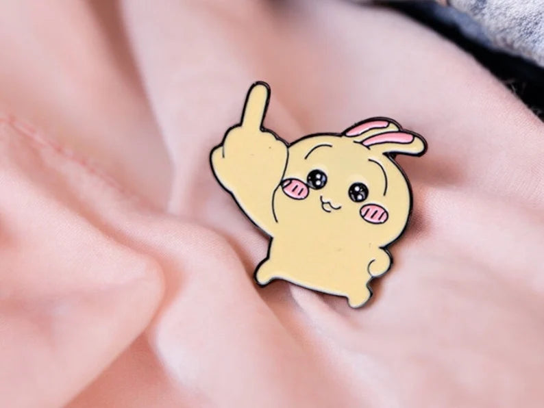 Email Brooch Pin | Cute Character Middle Finger | Fuck | Humor | Kawaii | Cute