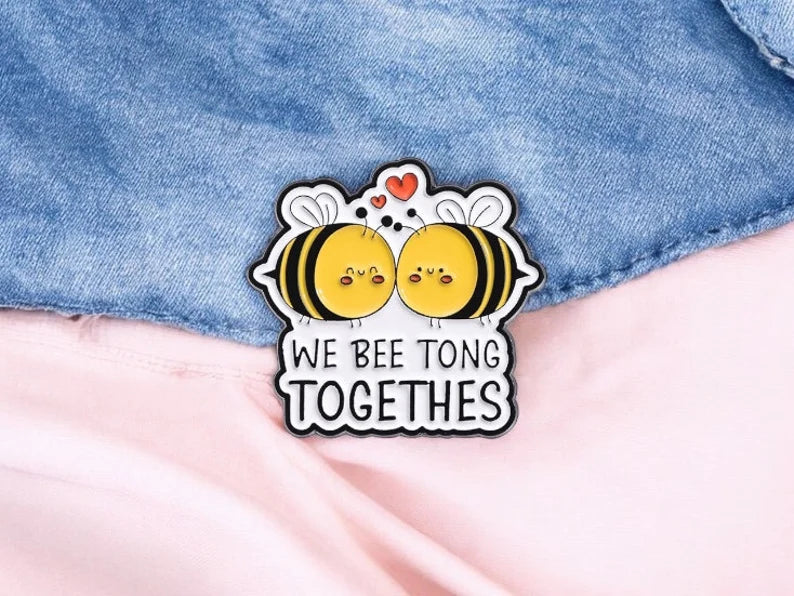 Pin's Broche Email | Dessin Animé Abeille | Jeu de Mots Bee Mine, Let it Bee | Kawaii | Mignon Humour Fun