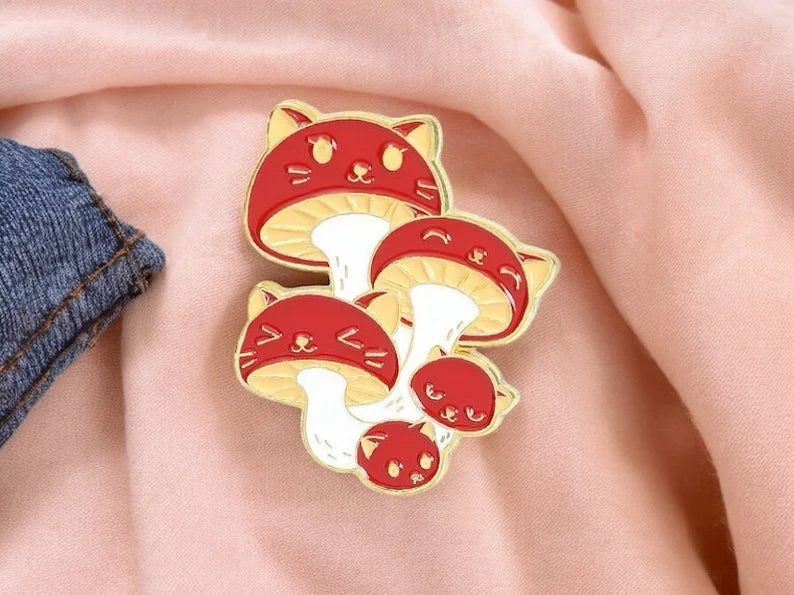 Pin's Broche Email | Champignon Chat | Mignon | Kawaii | Fun | Humour