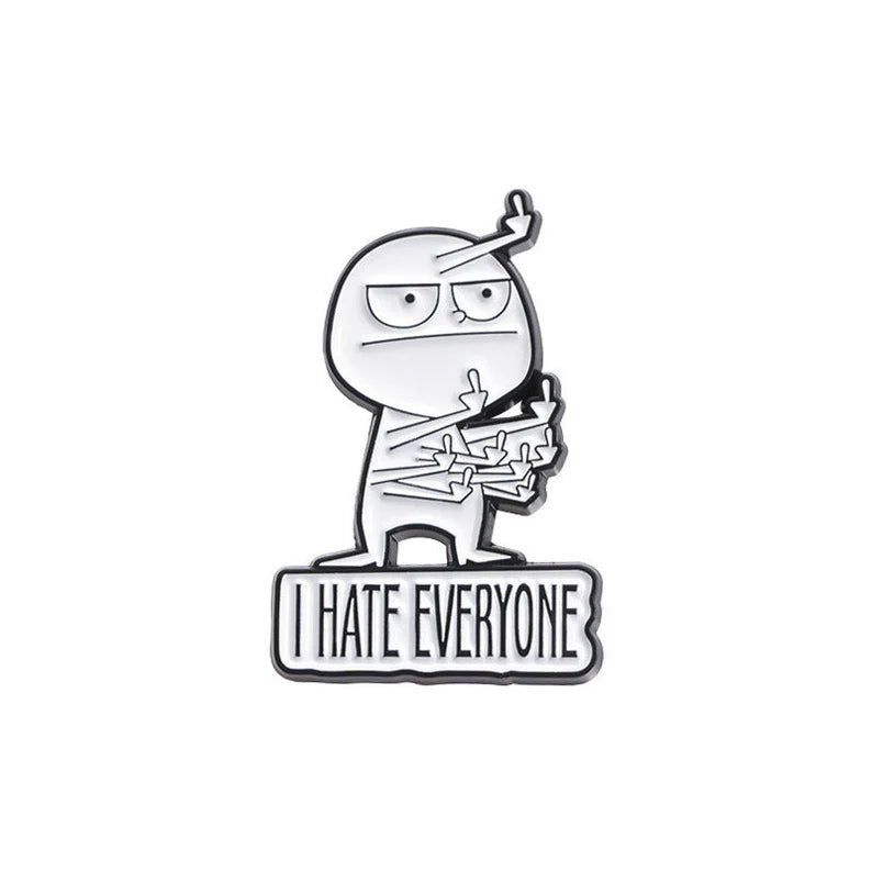 Pin's Broche Email | Mignon Personnage Doigt d'honneur | Fuck | Humour | Kawaii | Mignon | Hâte Everyone