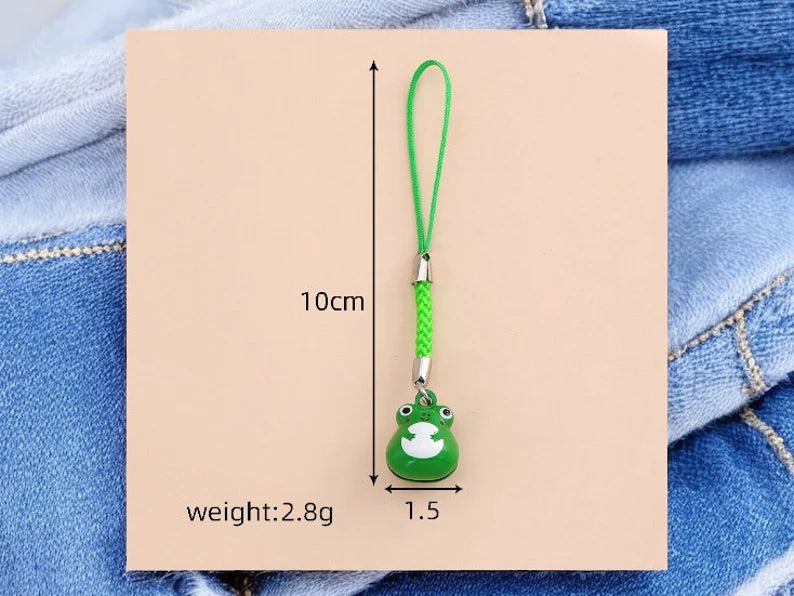 Bell Pendant Bag or Phone | Frog | Bell | Kawaii | Cute | Metal Bag Pendant