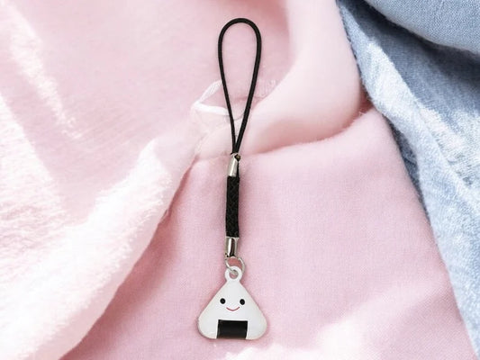 Bell Pendant Bag or Phone | Onigiri Sushi Japanese Rice Ball | Bell | Kawaii | Cute | Metal Bag Pendant