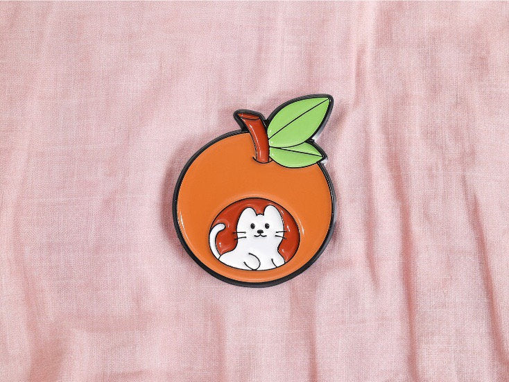 Pin's Broche Email | Chat Fruits | Orange, Poire et Pomme | Kawaii | Fun | Humour