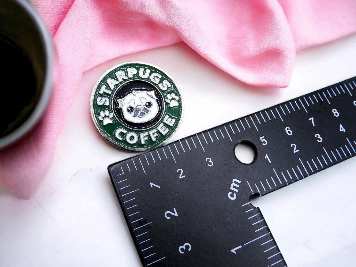 Pin's Broche Email | StarPugs Coffee | Starbucks Humour | Pugs Chien | Kawaii | Fun