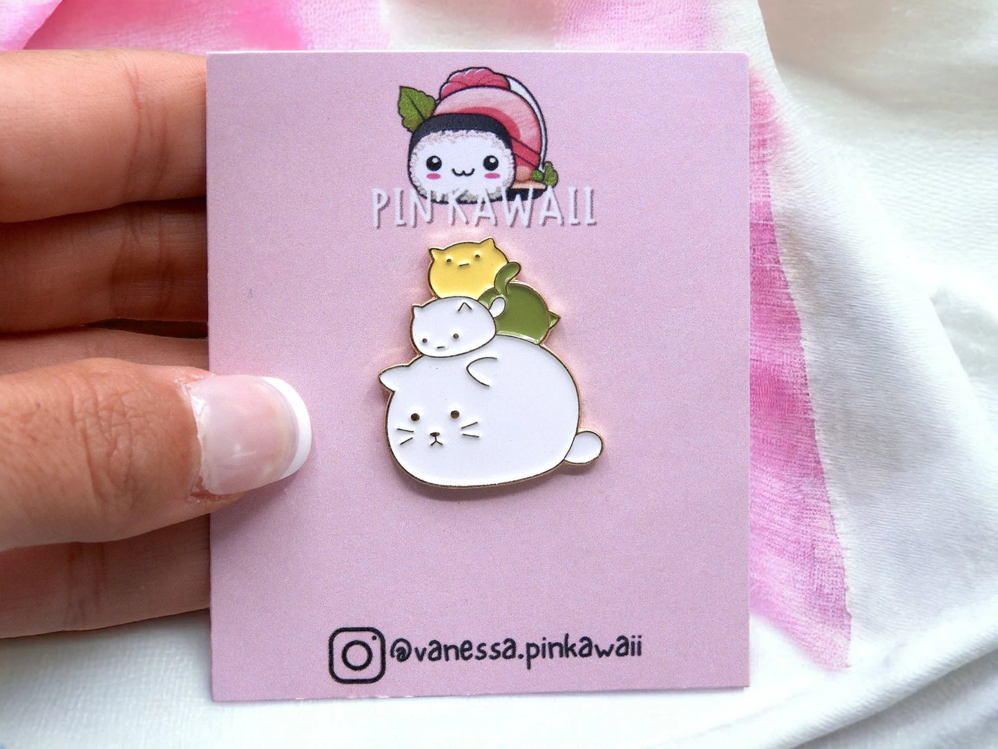 Pin's Broche Email | Animaux Empilées | Pile de chat, Tortue, Poussin | Kawaii | Fun | Humour