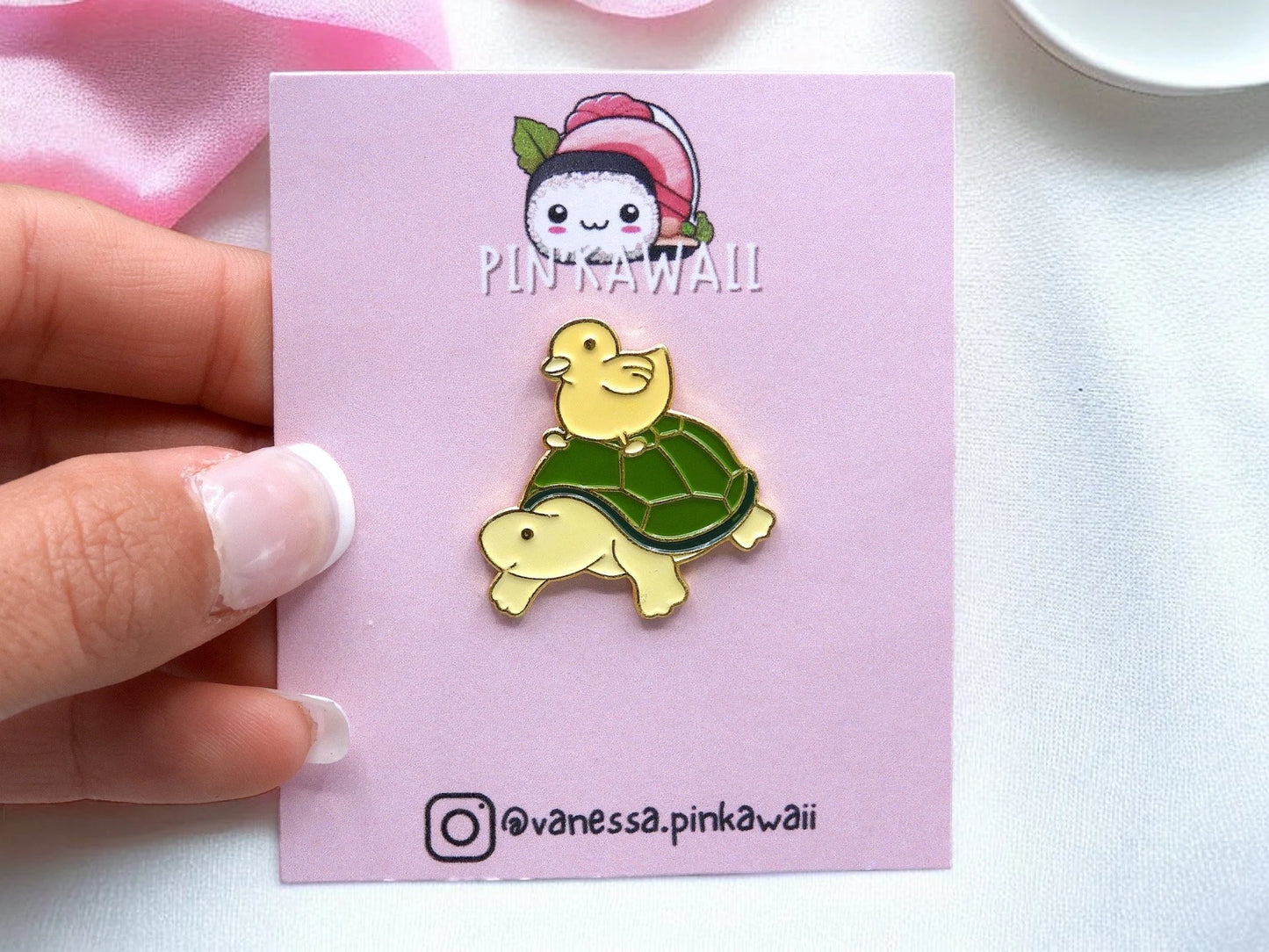 Pin's Broche Email | Animaux Empilées | Pile de chat, Tortue, Poussin | Kawaii | Fun | Humour