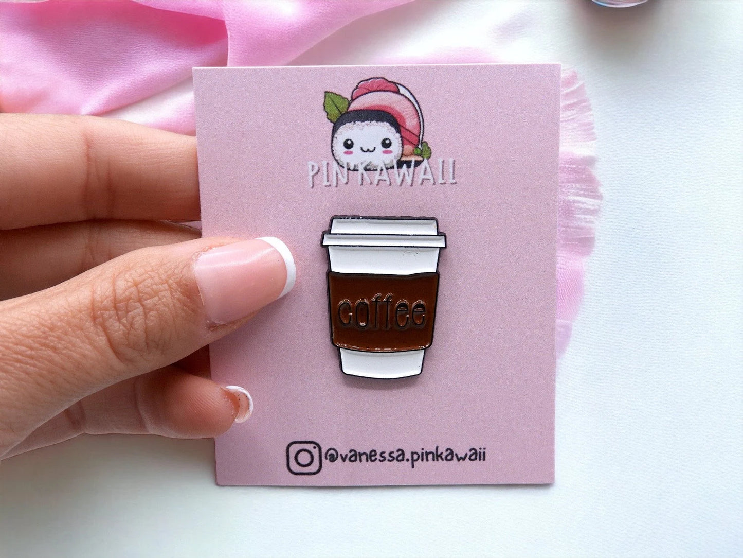 Pin's Broche Email | Thermos de Café | Coffee | Marron et Blanc | Mignon |Kawaii | Fun | Humour