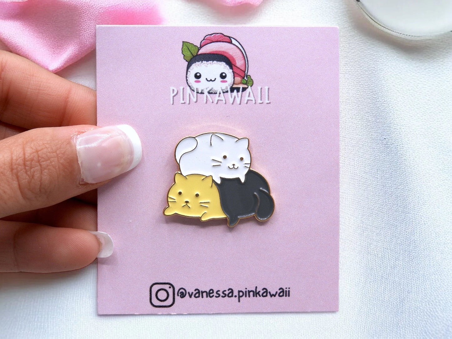 Pin's Broche Email | Animaux Empilées | Pile de chat, Tortue, Poussin | Kawaii | Fun | Humour