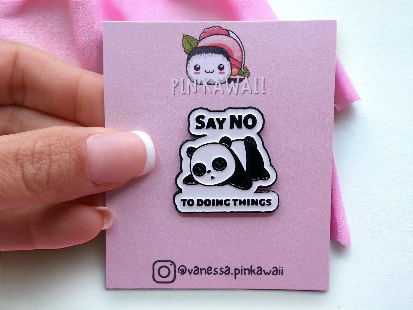 Pin's Broche Email | Panda Flemme | Say No to Doing Things | Dire Non a Faire des Choses | Kawaii | Mignon Dessin Animé