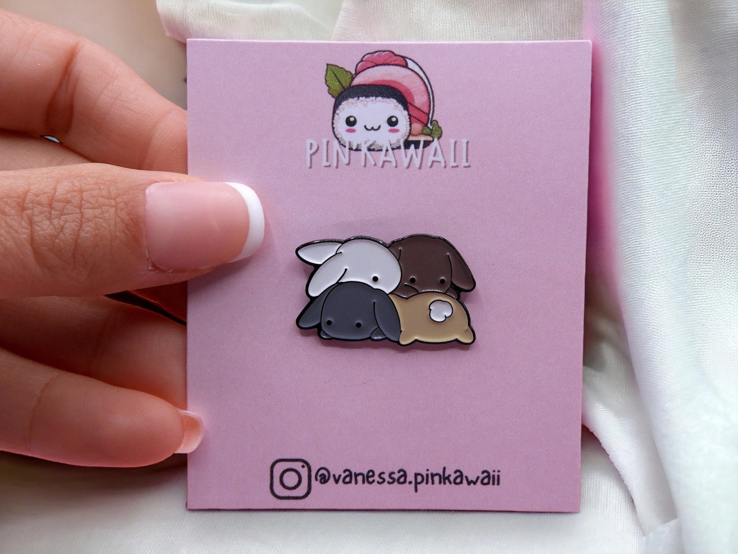 Pin's Broche Email | Pile de Lapins | Calins de Lapins | Mignon | Kawaii