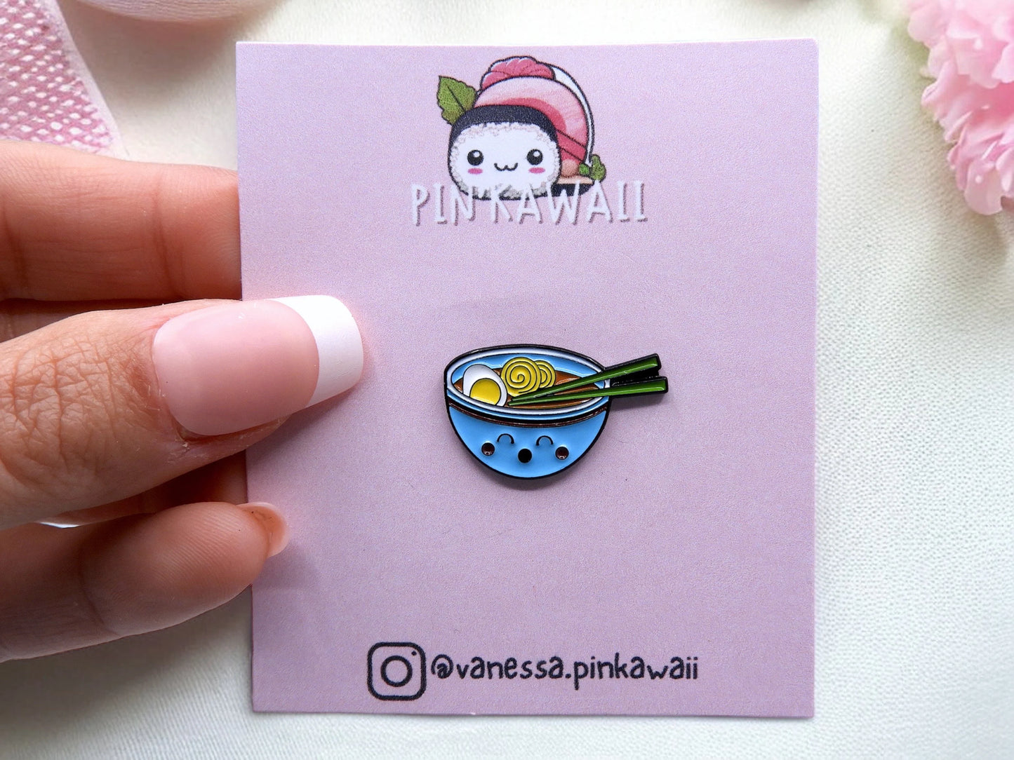 Pin's Broche Email | Bol de Ramen | Repas Baguettes Chinoise | Kawaii | Fun | Humour