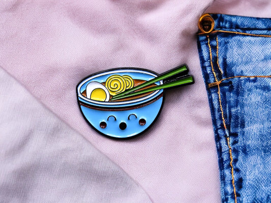 Pin's Broche Email | Bol de Ramen | Repas Baguettes Chinoise | Kawaii | Fun | Humour