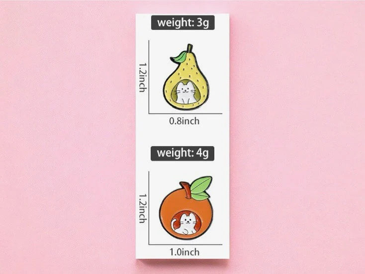 Pin's Broche Email | Chat Fruits | Orange, Poire et Pomme | Kawaii | Fun | Humour