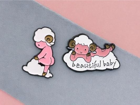 Pin's Broche Email | Mouton sur Nuage | Ange | Humour | Mignon | Fun | Kawaii