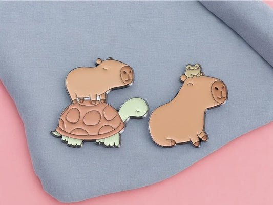 Pin's Broche Email | Cappy Tortue ou Cappy Grenouille sur Tête | Amoureux de Cappy | Mignon | Kawaii | Fun | Humour Cappy