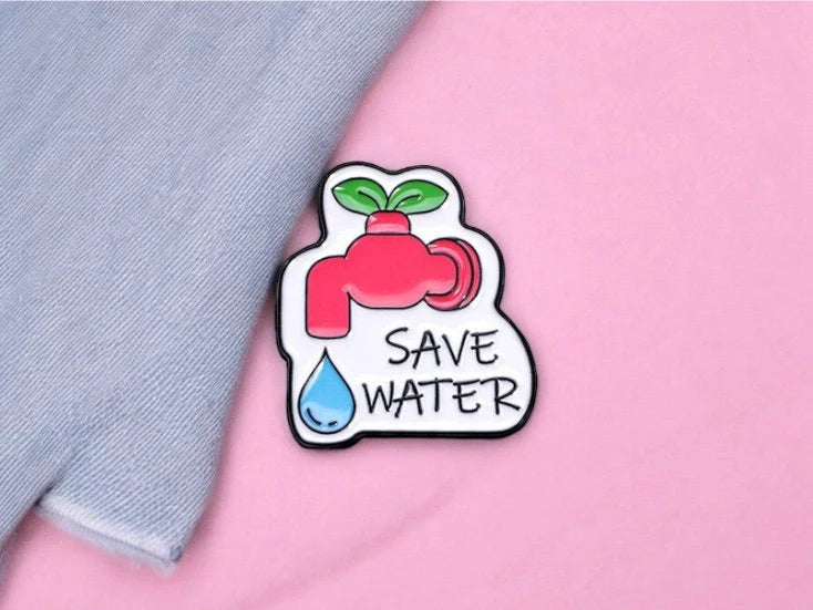 Pin's Broche Email | Save Water | Save Energie | Environnement Green | Kawaii | Fun | Humour