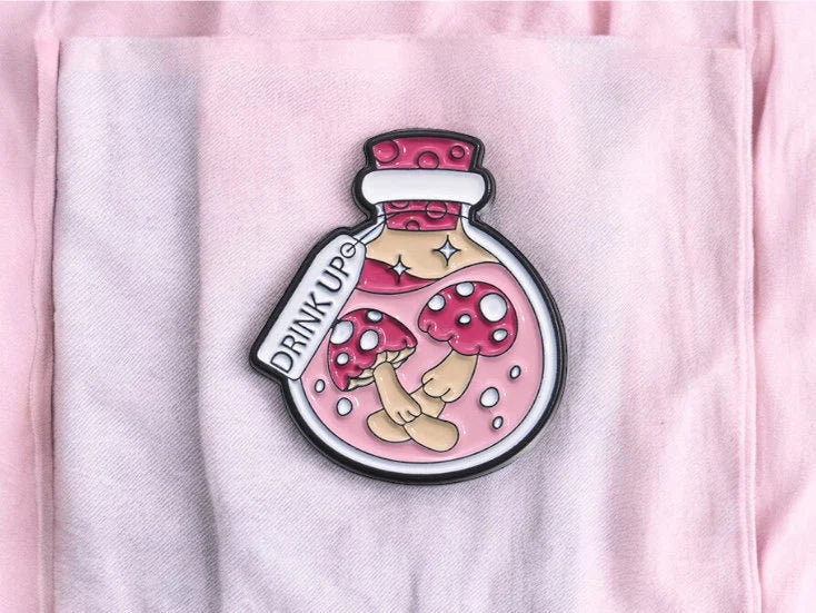 Pin's Broche Email | Fiole d'Amour | Potion Magique | Sérum d'amoureux | Sorcier | Kawaii