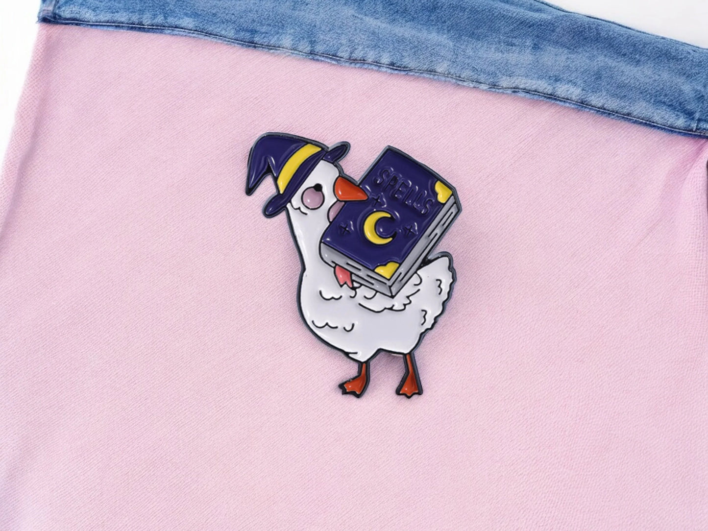 Pin's Broche Email | Canard Sorcier | Chapeau de Sorcier | Magie Livre Abracadabra | Kawaii | Fun | Humour