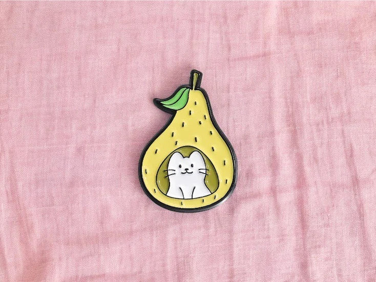 Pin's Broche Email | Chat Fruits | Orange, Poire et Pomme | Kawaii | Fun | Humour