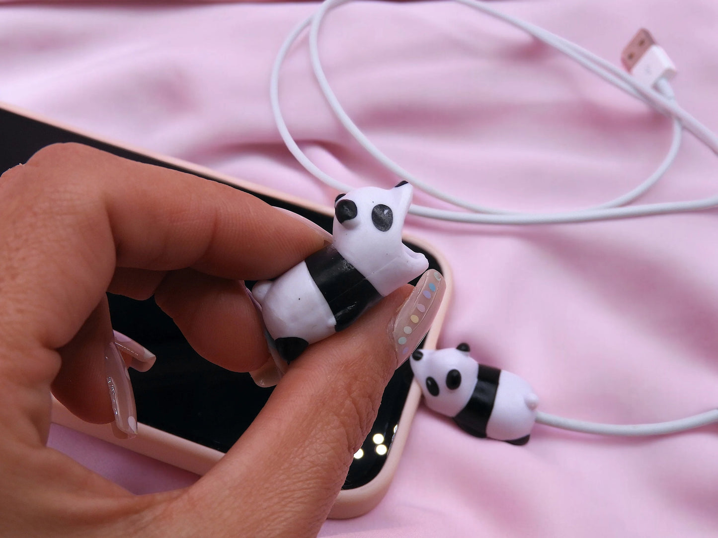 Protection Cable USB ou Chargeur Mobile | Anti- Rupture Manchon | Dispositif Protection |  Panda | Animaux Mignons | Silicone