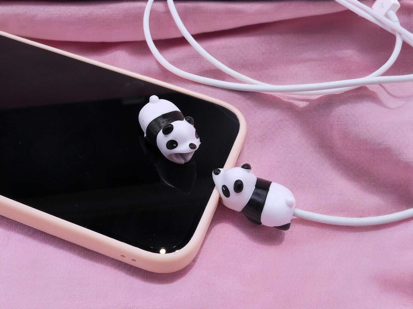 Protection Cable USB ou Chargeur Mobile | Anti- Rupture Manchon | Dispositif Protection |  Panda | Animaux Mignons | Silicone