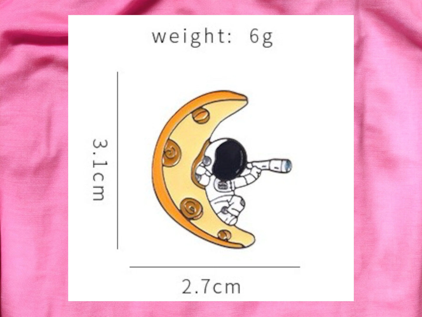 Pin's Broche Email | Astronaute sur Lune ou Croisson de Lune | Kawaii | Cosmonaute