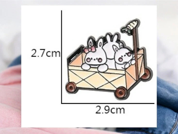 Pin's Broche Email | Lapin Selfie ou Brouette de bébé Lapin | Kawaii | Mignon Dessin Animé