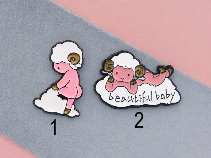 Pin's Broche Email | Mouton sur Nuage | Ange | Humour | Mignon | Fun | Kawaii