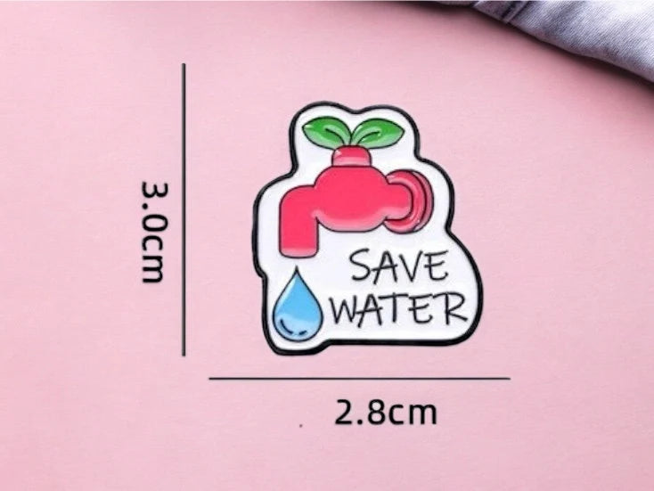 Pin's Broche Email | Save Water | Save Energie | Environnement Green | Kawaii | Fun | Humour